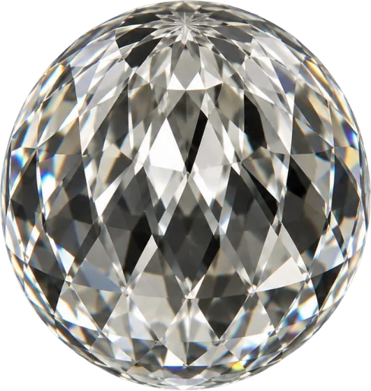 Ball, a domed diamond faceted over its whole surface