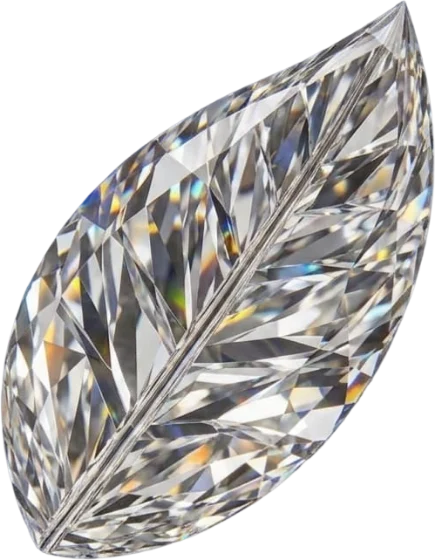 Leaf, a single diamond cut with a carved midrib